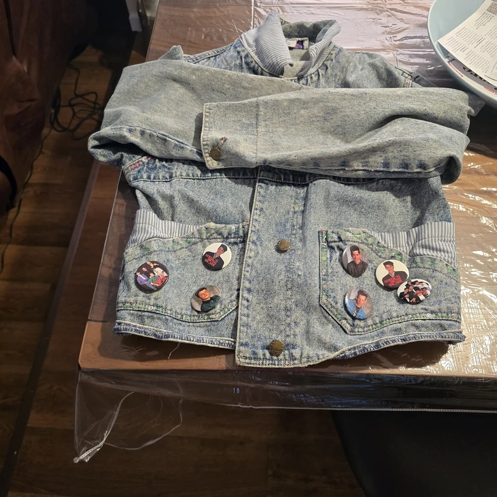 New Kids On The Block Denim Jacket with Button Accents - Picture 1 of 3